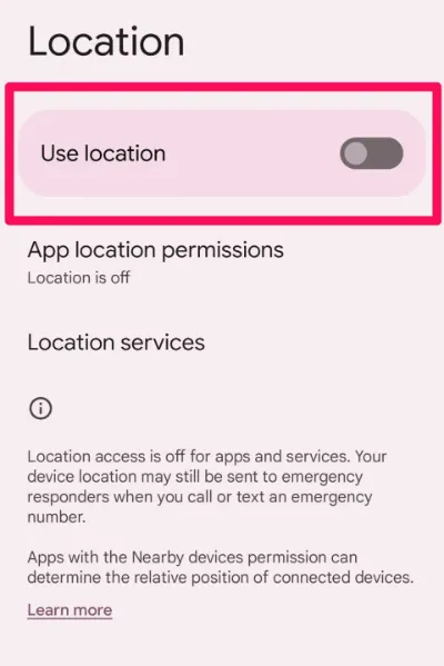 Disable Location Services