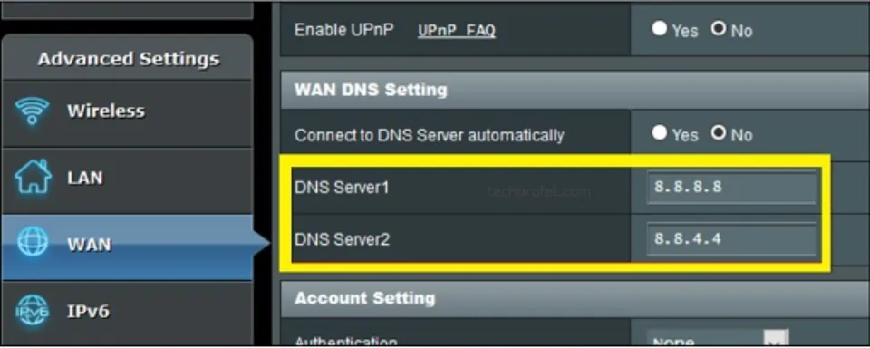 Changing DNS