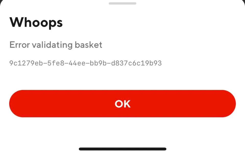 Error Validating Basket DoorDash