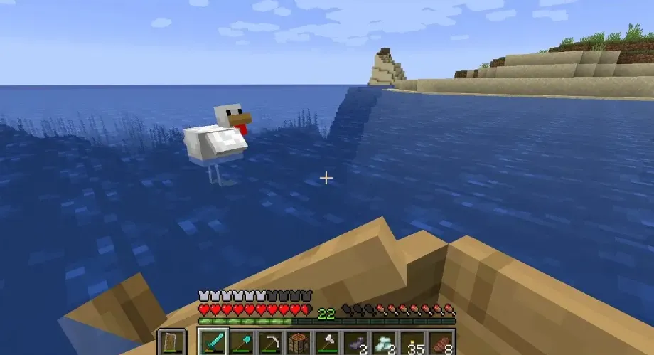 Chickens Can Swim in Minecraft