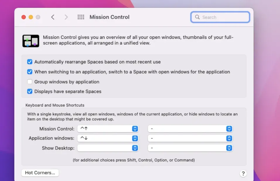 How to Change the Mission Control Keyboard Shortcuts